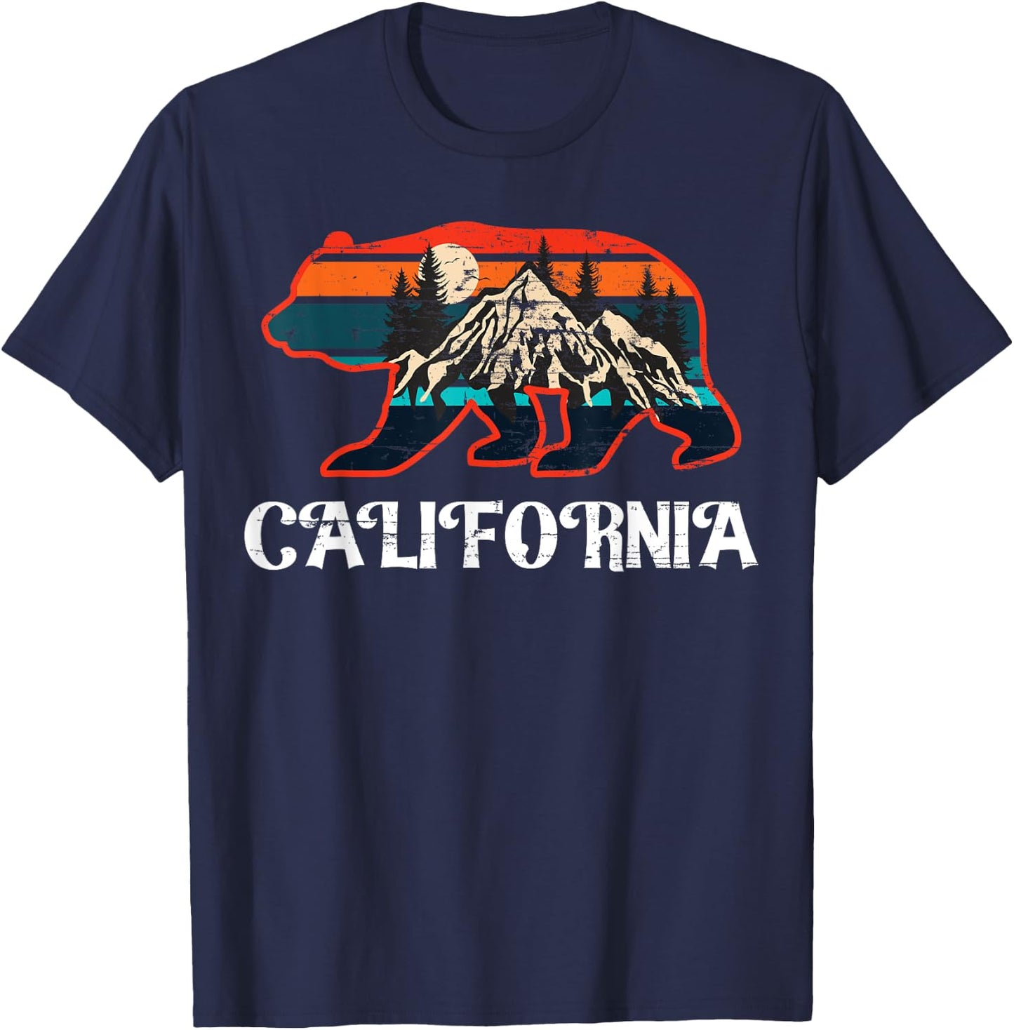 California Bear Vintage Retro Mountains Graphic CA Souvenir T-Shirt - T-Shirt | Navy