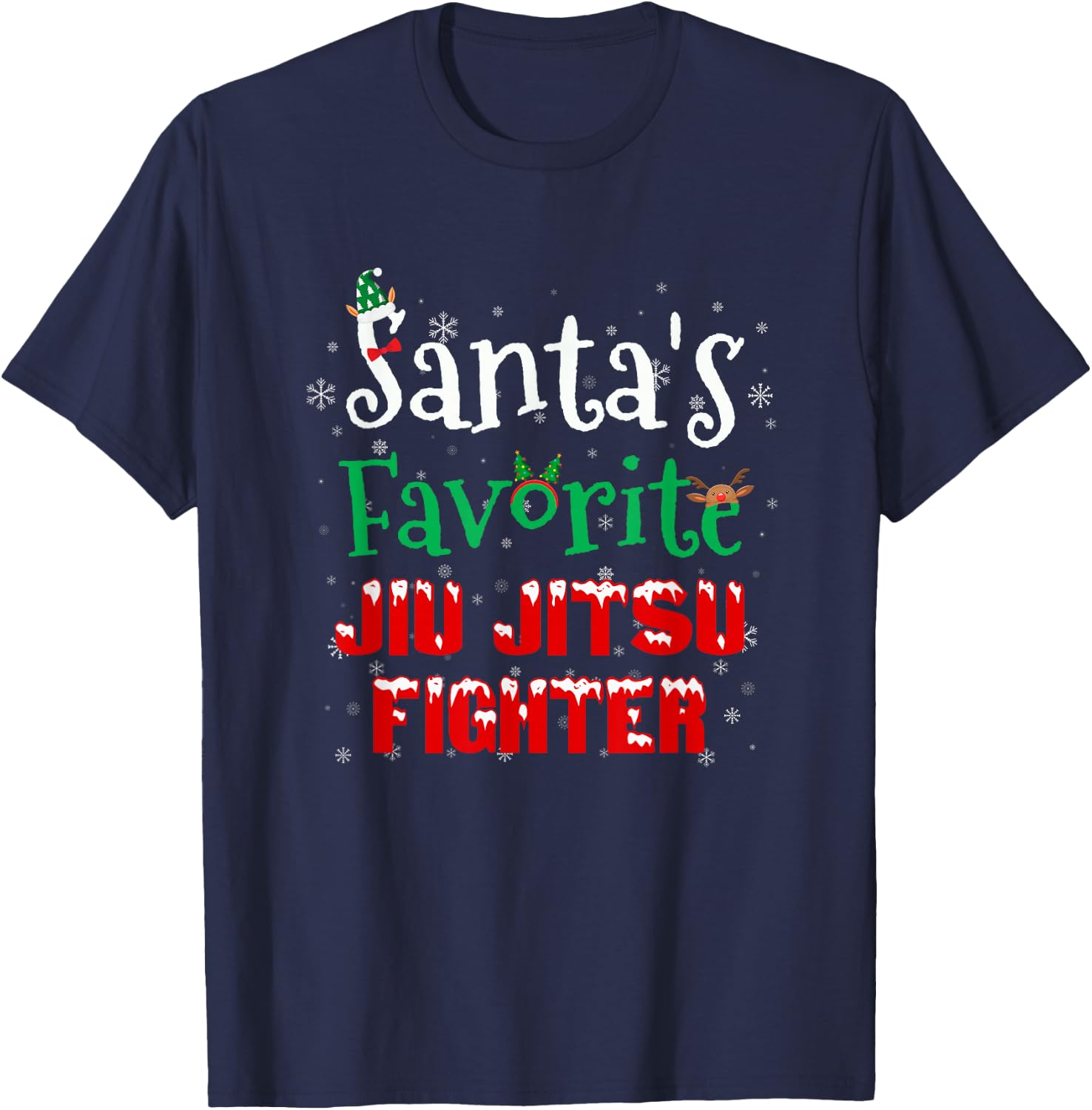 Santa's Favorite Jiu Jitsu Fighter Christmas Costumes Elf T-Shirt - T-Shirt | Navy