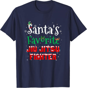 Santa's Favorite Jiu Jitsu Fighter Christmas Costumes Elf T-Shirt - T-Shirt | Navy
