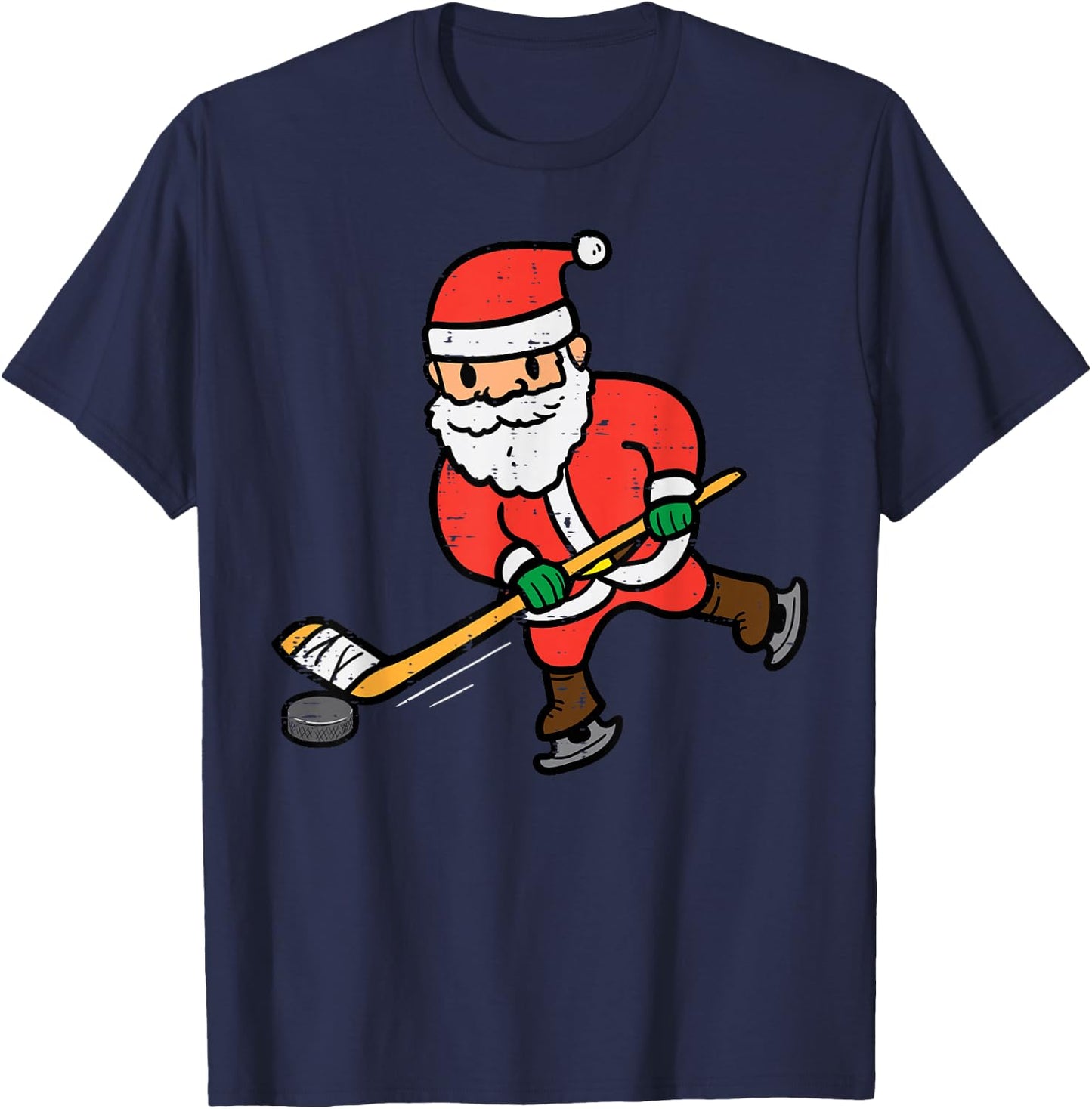Santa Ice Hockey Christmas Funny Xmas Sports Men Boys Kids T-Shirt - T-Shirt | Navy