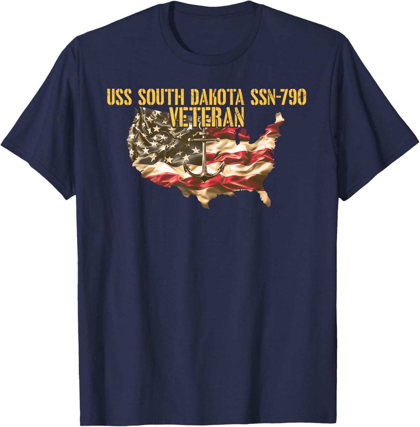 Vintage USS South Dakota SSN-790 Attack Submarine Veteran T-Shirt - T-Shirt | Navy