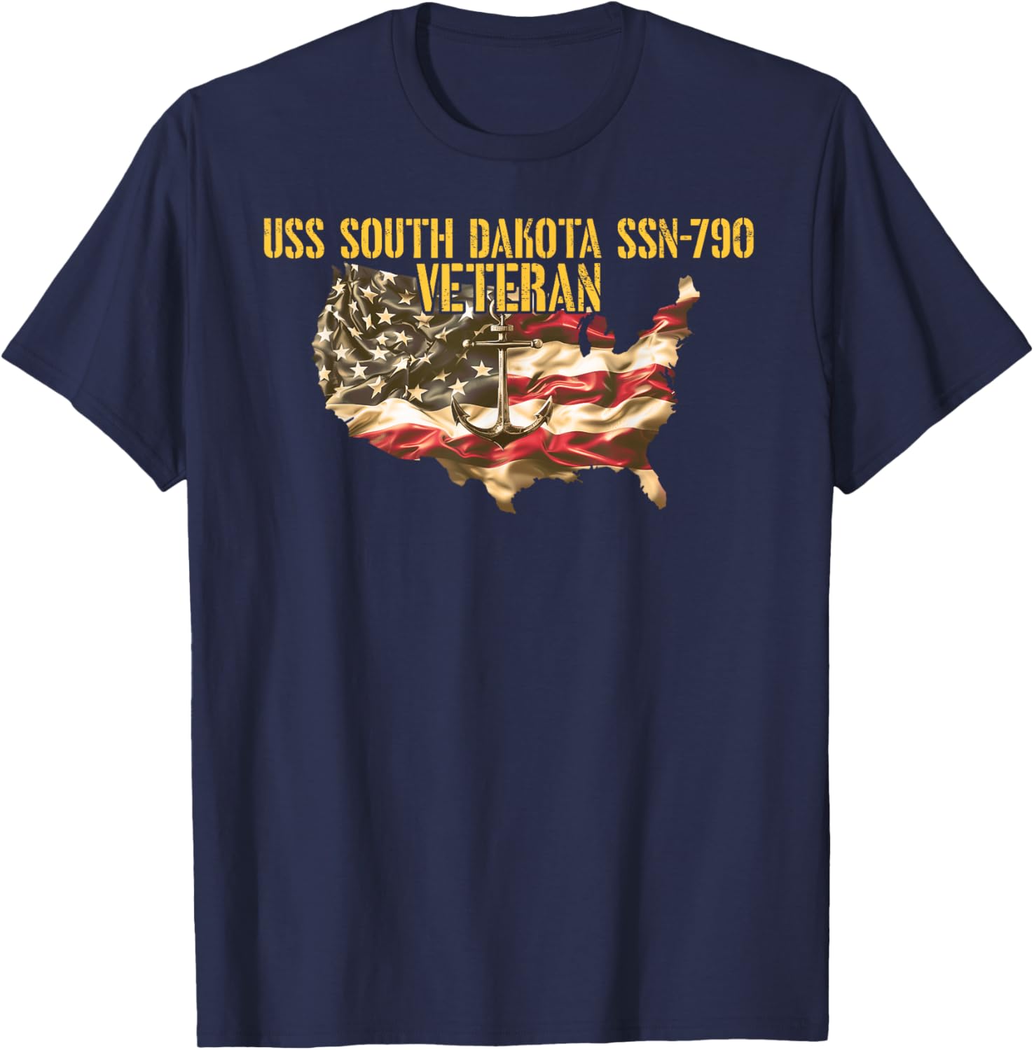 Vintage USS South Dakota SSN-790 Attack Submarine Veteran T-Shirt - T-Shirt | Navy