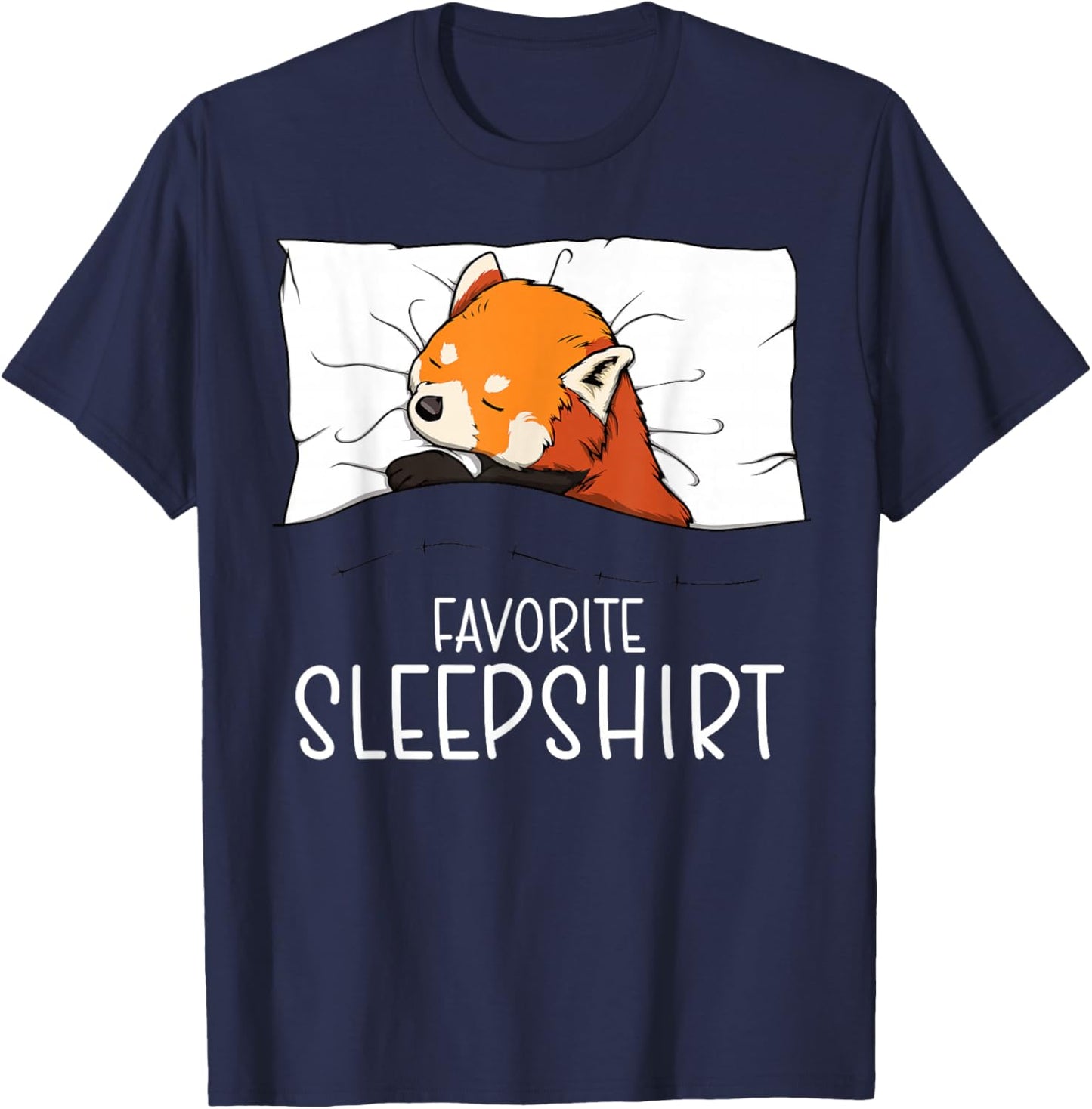 Favorite Sleepshirt Red Panda, Napping Red Panda Pajama T-Shirt - T-Shirt | Navy