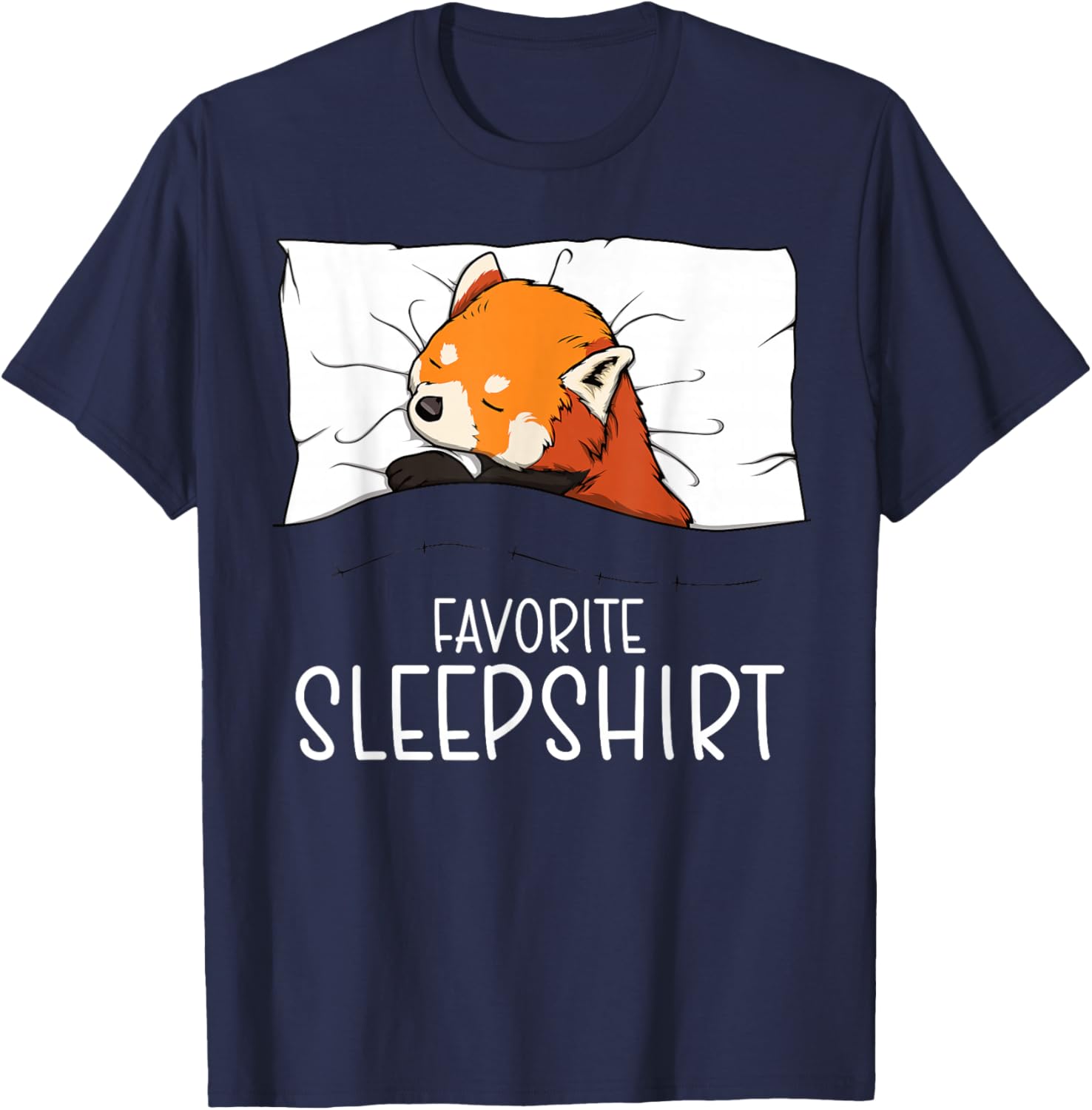 Favorite Sleepshirt Red Panda, Napping Red Panda Pajama T-Shirt - T-Shirt | Navy