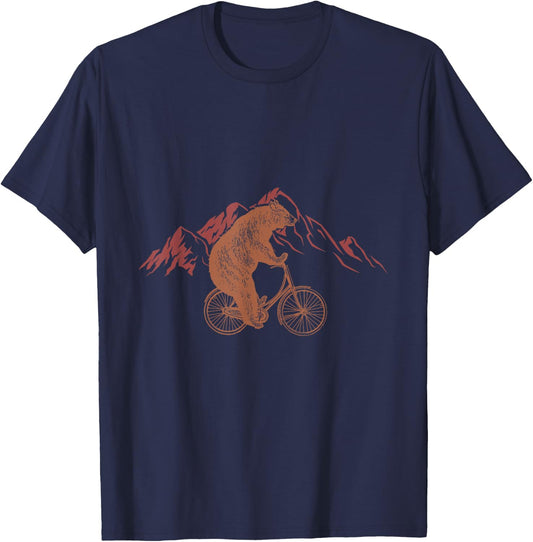 Bear Riding A Bicycle T-Shirt - T-Shirt | Navy