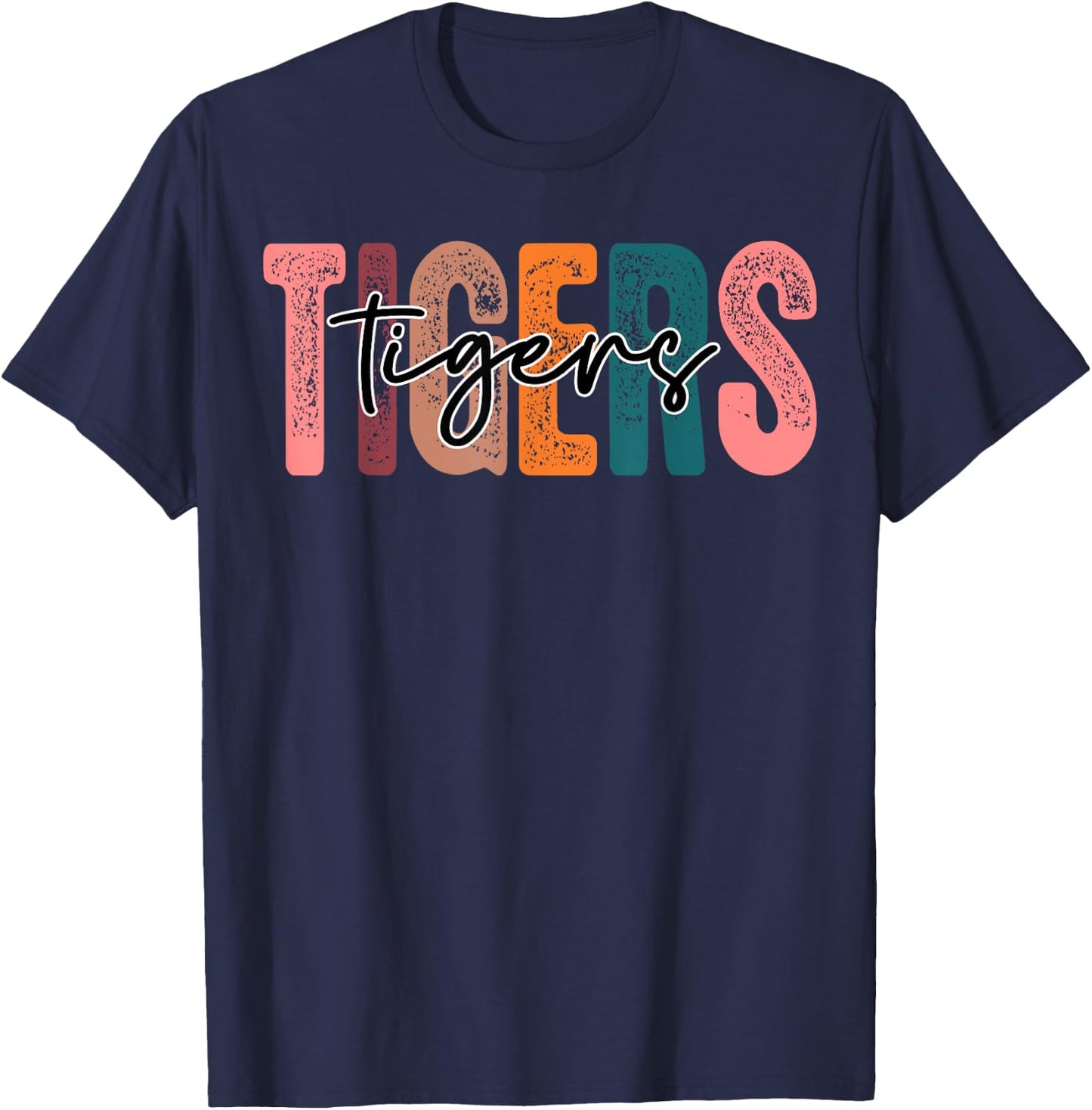 Tigers School Sports Fan Team Spirit T-Shirt - T-Shirt | Navy