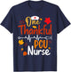 Stethoscope One Thankful PCU Nurse Funny Thanksgiving Gifts T-Shirt - T-Shirt | Navy