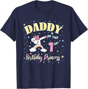Daddy Of The 1st Birthday Princess - 1 Year Old Unicorn Dad T-Shirt - T-Shirt | Navy