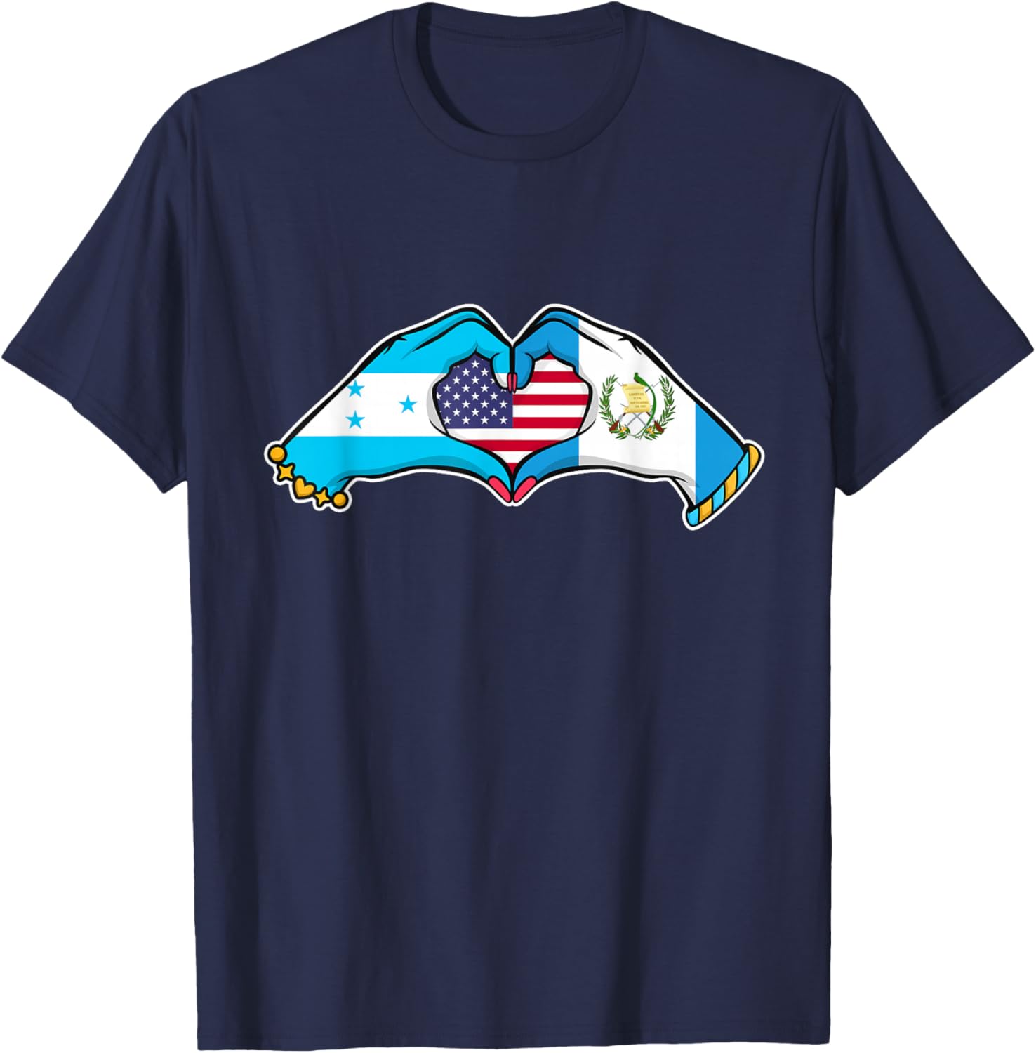 Heart Hands Honduras, Guatemala and The USA T-Shirt - T-Shirt | Navy