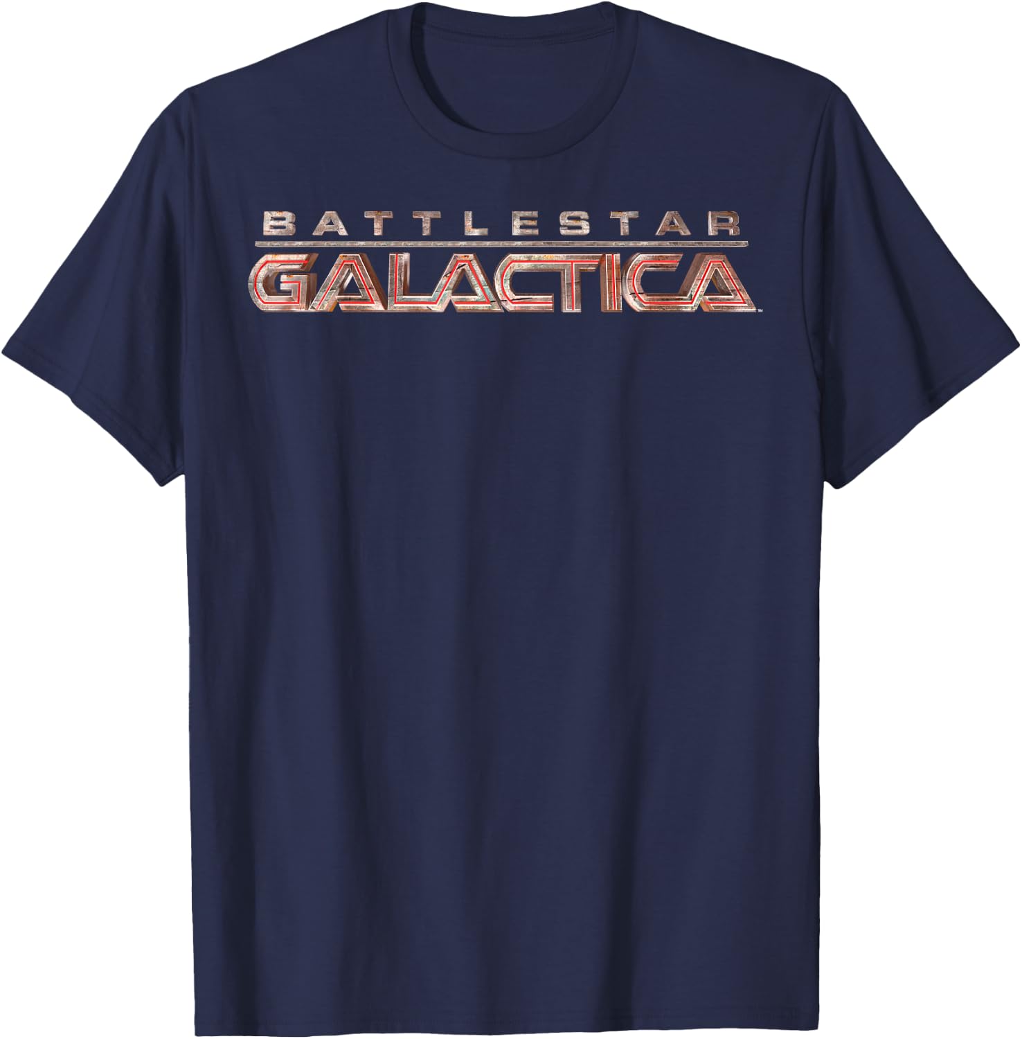 Battlestar Galactica Red Title Logo T-Shirt - T-Shirt | Navy