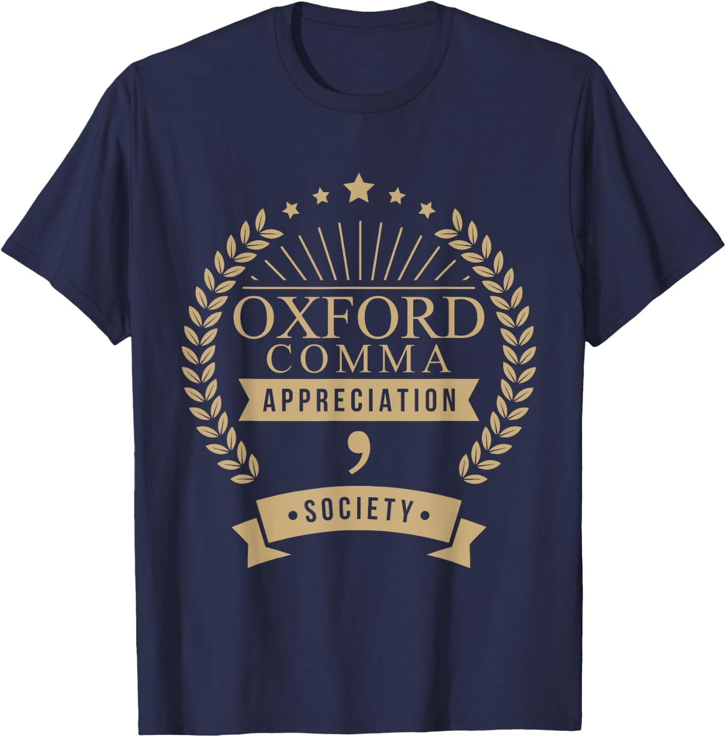 Oxford Comma Appreciation Society Grammar T-Shirt - T-Shirt | Navy