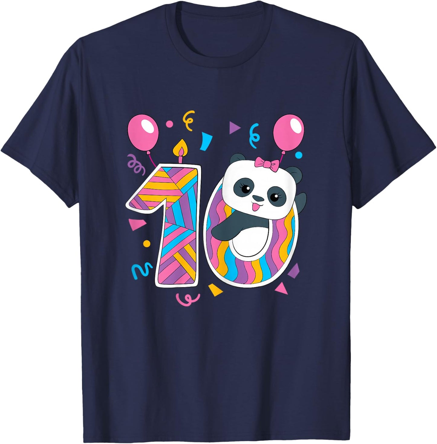 Panda 10 Year Old Children's Birthday Party T-Shirt - T-Shirt | Navy