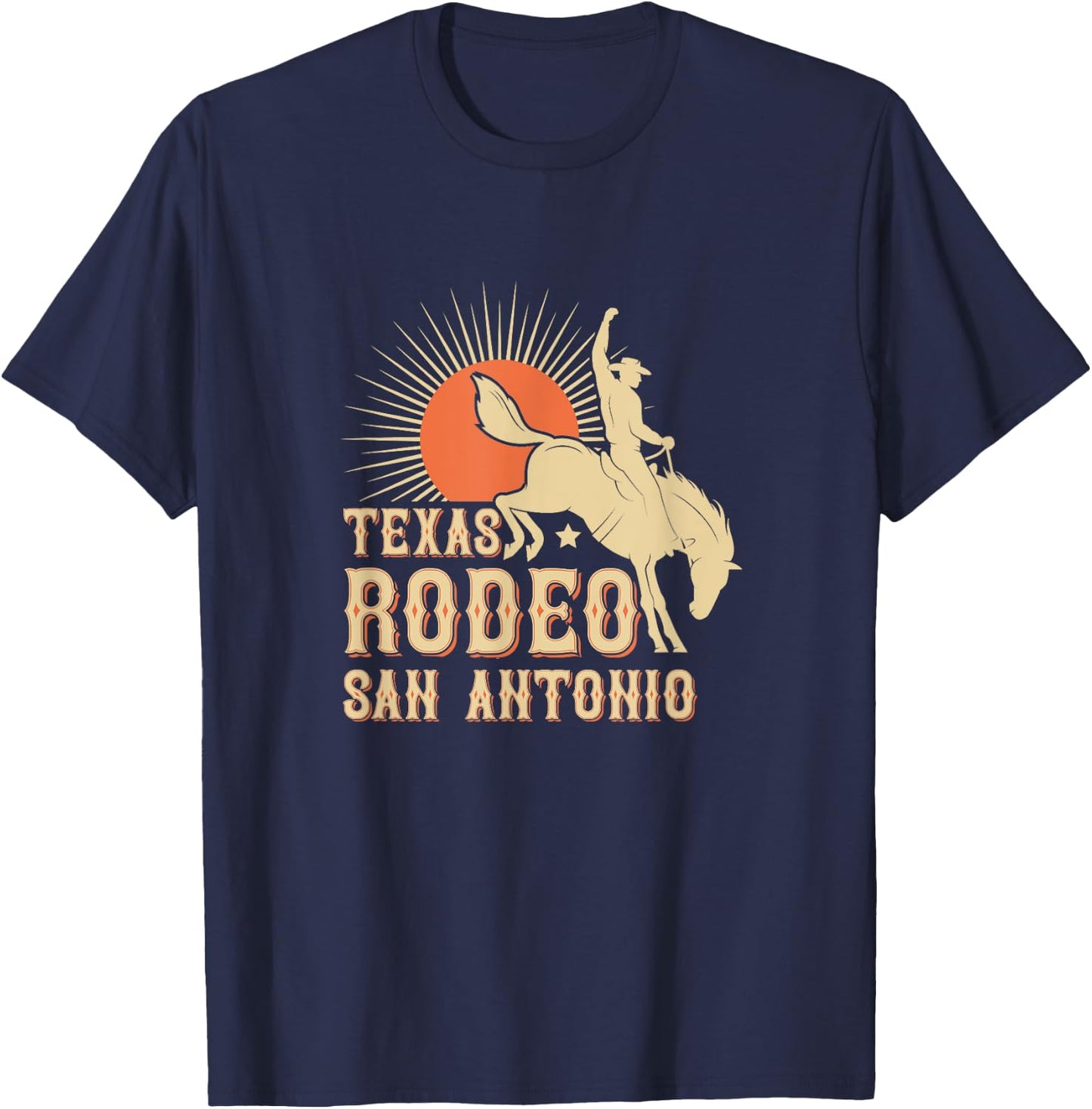 Rodeo Cowboy and Bull Riders Souvenir Supply Co. San Antonio Texas Retro Western Rodeo T-Shirt - T-Shirt | Navy
