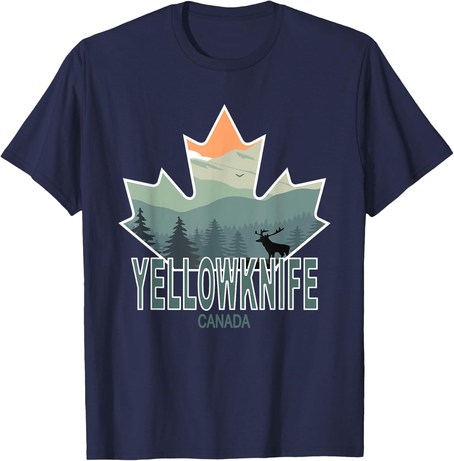 Canadian Flag Wilderness Apparel Yellowknife, Canada T-Shirt - T-Shirt | Navy