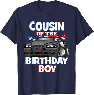 Cousin Of The Birthday Boy Policeman Officer Party T-Shirt - T-Shirt | Navy