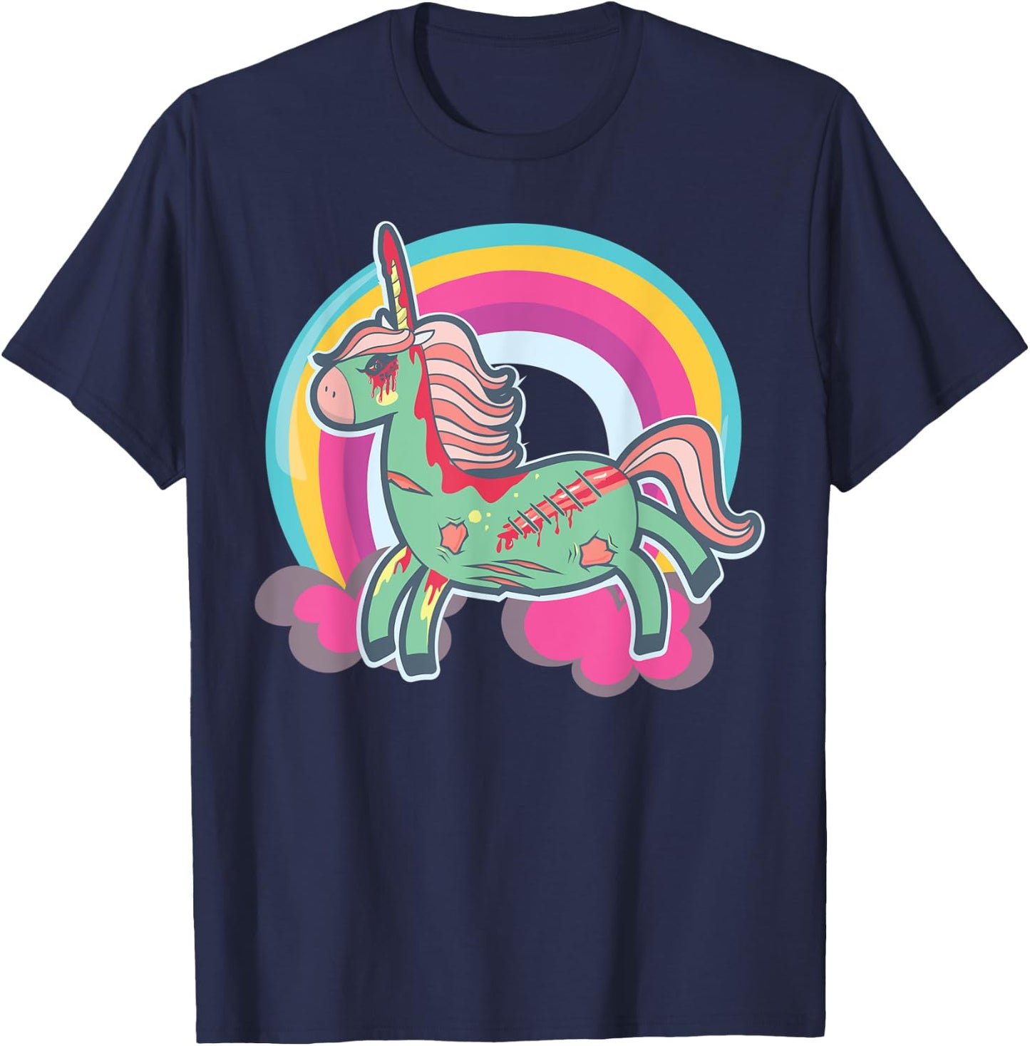 Zombicorn Zombie Unicorn Undead Pastel Halloween T-Shirt - T-Shirt | Navy