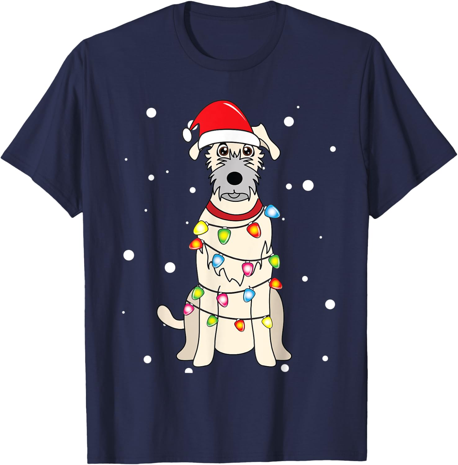 Irish Wolfhound Christmas Mom Dad Dog Gift Women Kids T-Shirt - T-Shirt | Navy