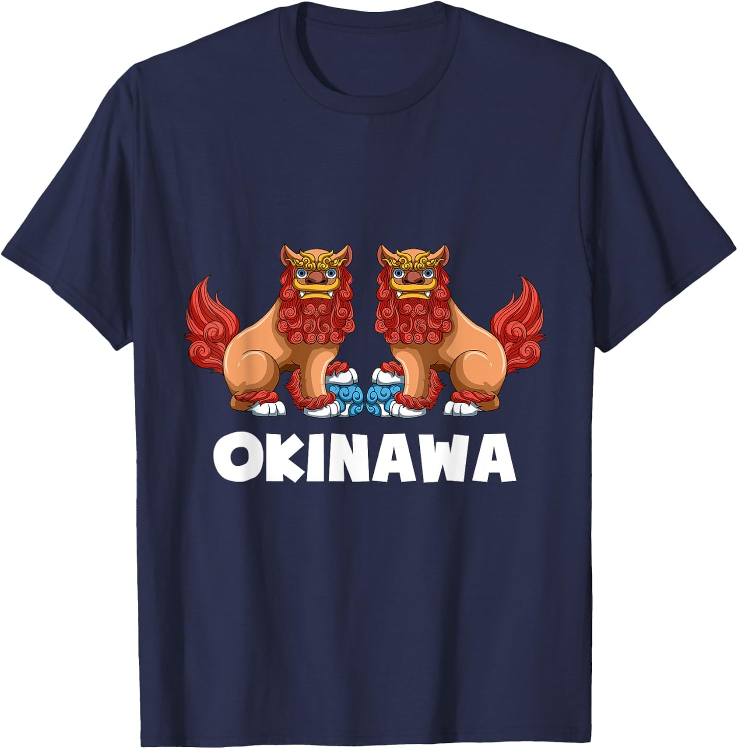 Shisa Dog - Guardian Lions Okinawa Japan Gift T-Shirt - T-Shirt | Navy