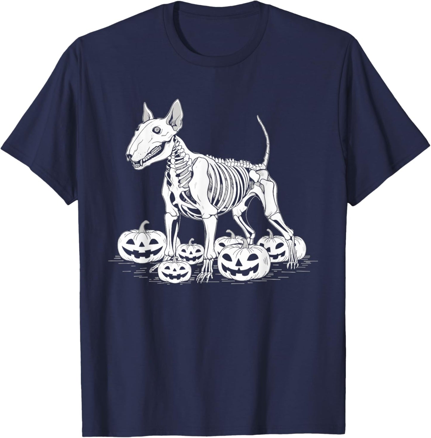 Bull Terrier Skeleton Birthday Halloween Kids T-Shirt - T-Shirt | Navy