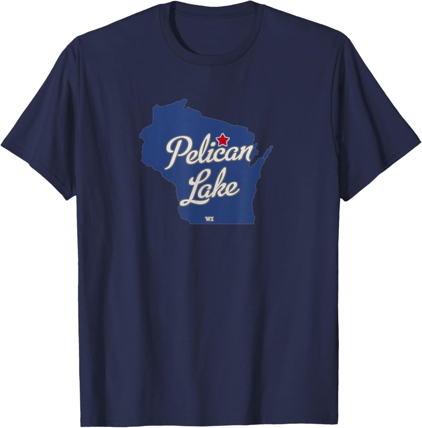 Pelican Lake Wisconsin WI Map T-Shirt - T-Shirt | Navy