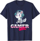 Wolf Gamer Girl Gaming T-Shirt - T-Shirt | Navy