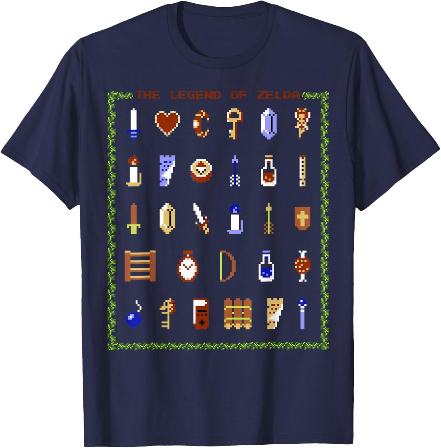 The Legend of Zelda 8-Bit Inventory T-Shirt - T-Shirt | Navy