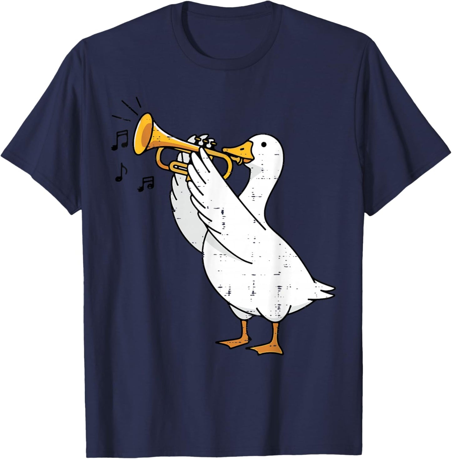Goose Playing Trumpet Funny Music Animal Lover Men Women Kid T-Shirt - T-Shirt | Navy
