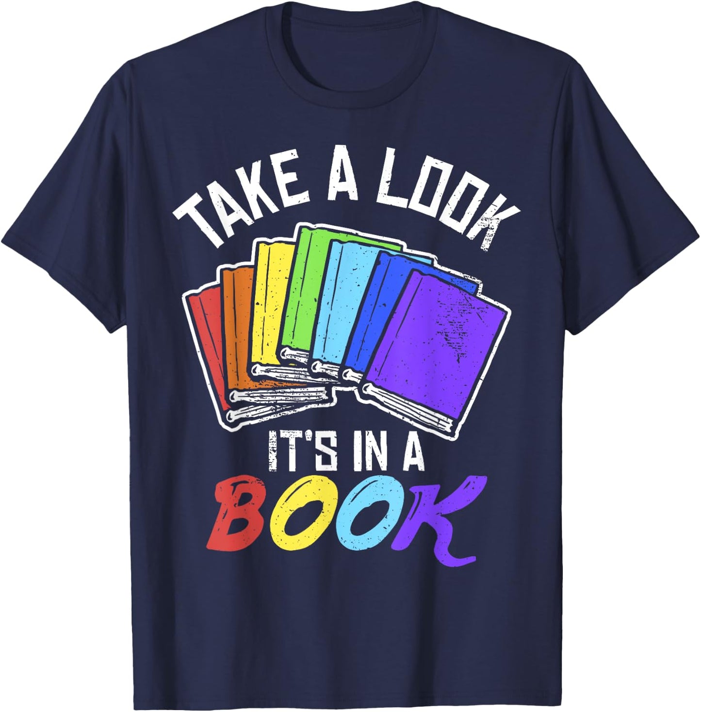 Love Reading Love Rainbows Gift Retro Rainbow Design design T-Shirt - T-Shirt | Navy