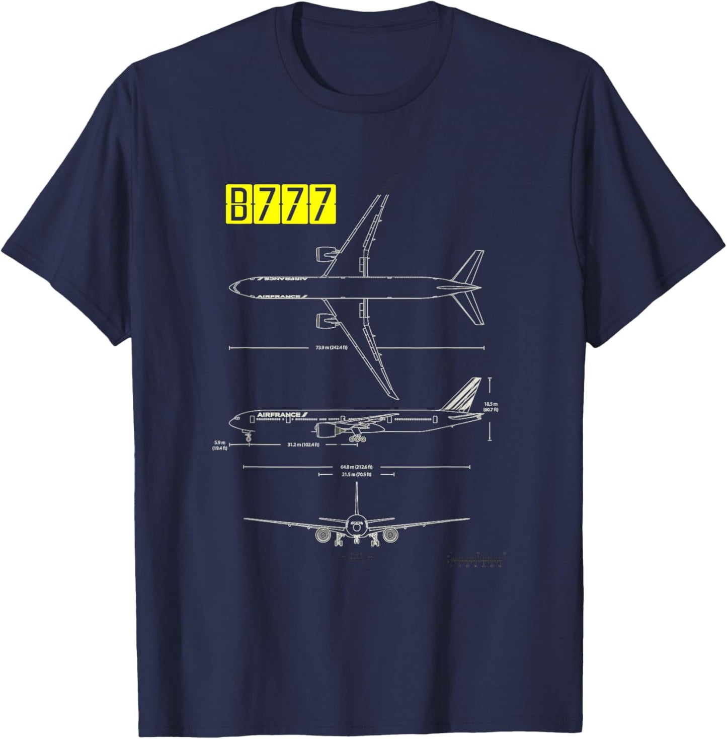 B-777 Aircraft Blueprint T-Shirt - T-Shirt | Navy