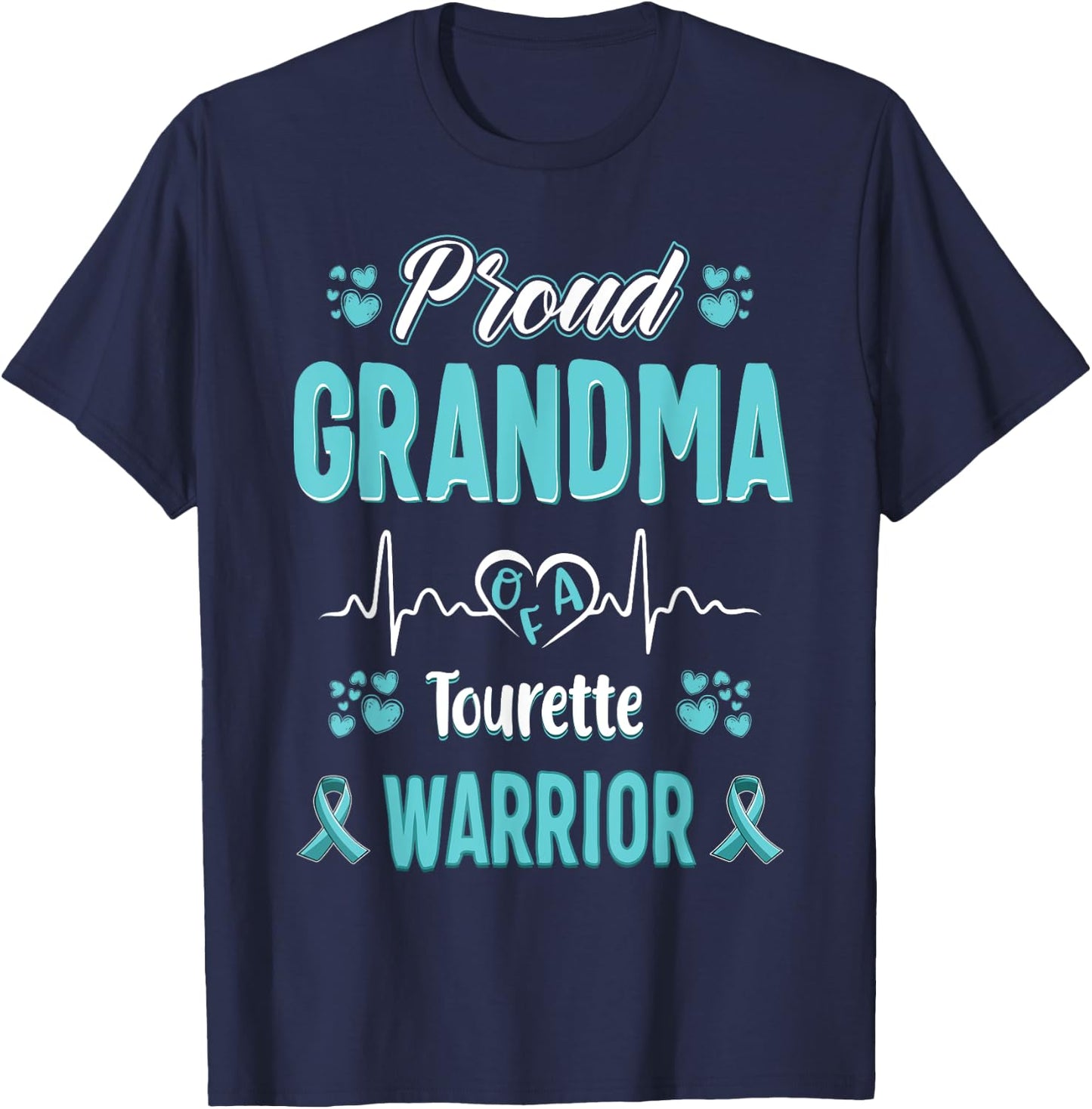 proud Grandma Tourette syndrome warrior awareness ribbon T-Shirt - T-Shirt | Navy