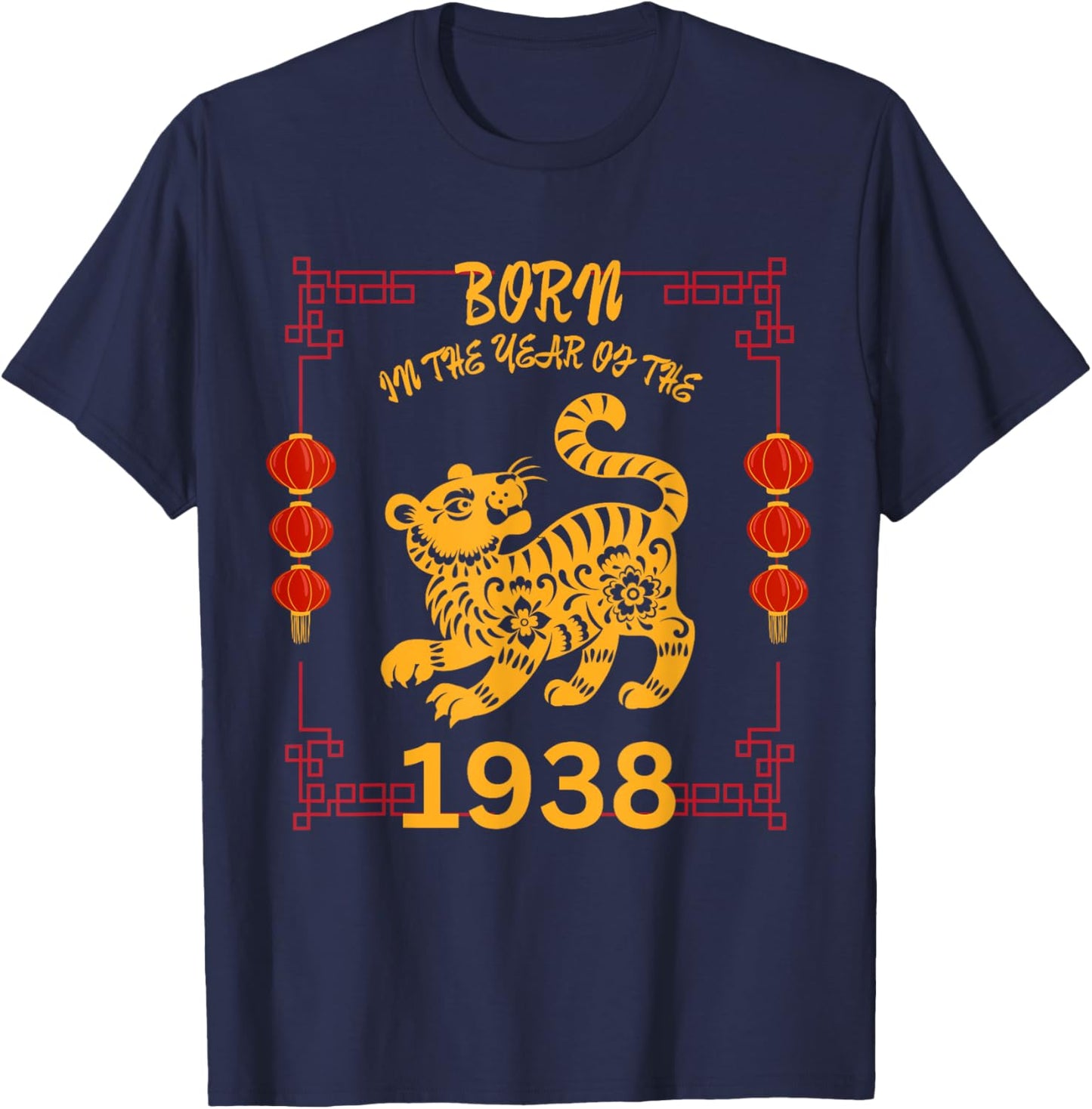 Born in the Year of the Tiger 1938 Chinese New Year Zodiac T-Shirt - T-Shirt | Navy