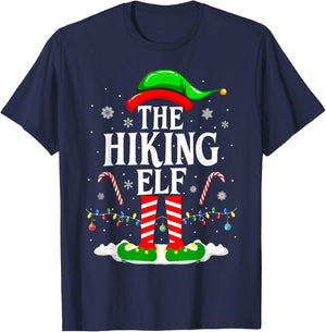 The Hiking Elf Xmas Funny Matching Family Group Christmas T-Shirt - T-Shirt | Navy