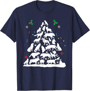 Wolf Christmas Tree Funny Christmas Pajama Animals Lover T-Shirt - T-Shirt | Navy