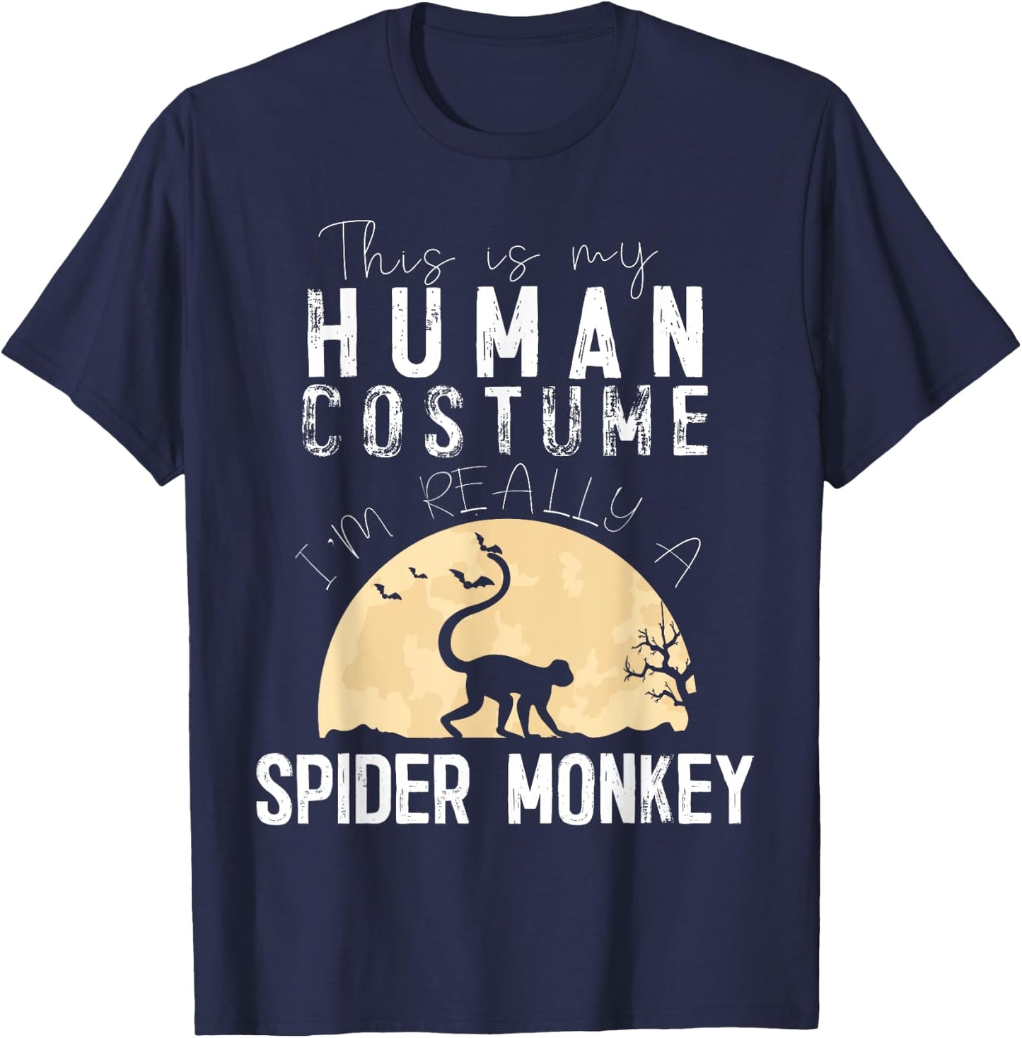 Halloween Human Costume Spider Monkey Creepy Horror T-Shirt - T-Shirt | Navy