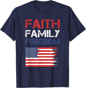 Faith Family Freedom - Patriotic Usa - American Gift T-Shirt - T-Shirt | Navy