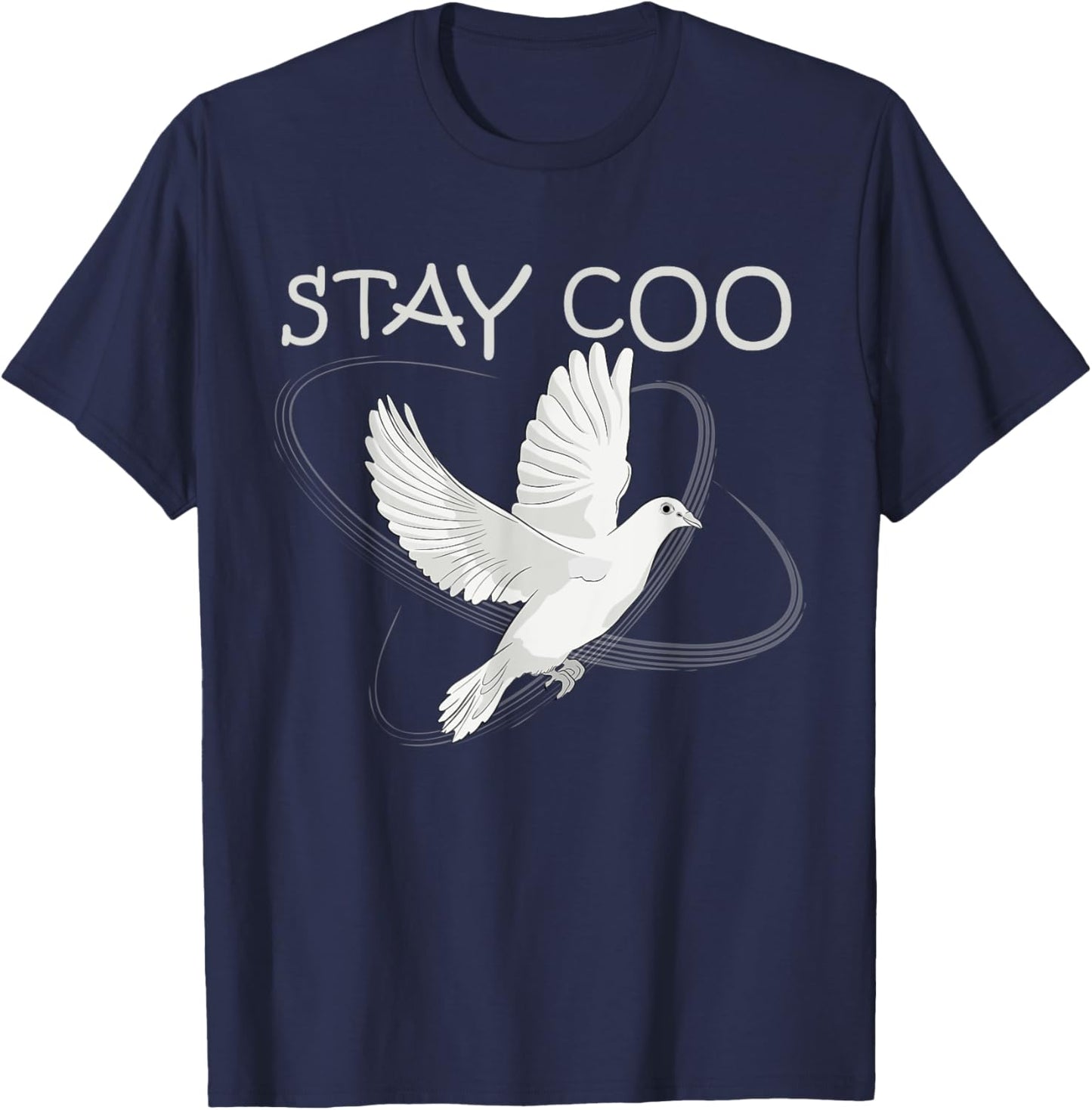 Stay Coo Funny White Pigeon Pun for Bird Lovers Birdwatcher T-Shirt - T-Shirt | Navy