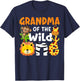 Grandma of the Wild One Zoo Bday Safari Jungle Animals Party T-Shirt - T-Shirt | Navy