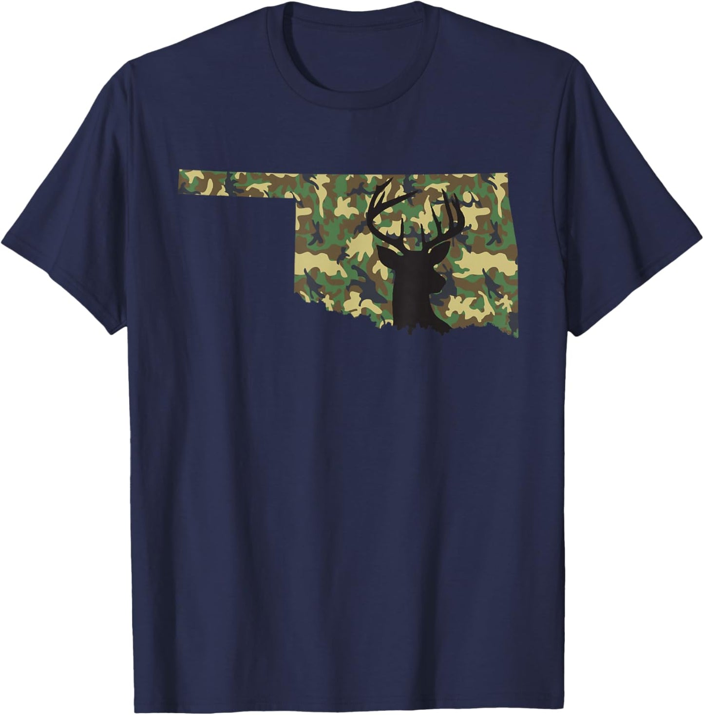 Deer Hunter Camouflage Hunting Safety Orange State Oklahoma T-Shirt - T-Shirt | Navy