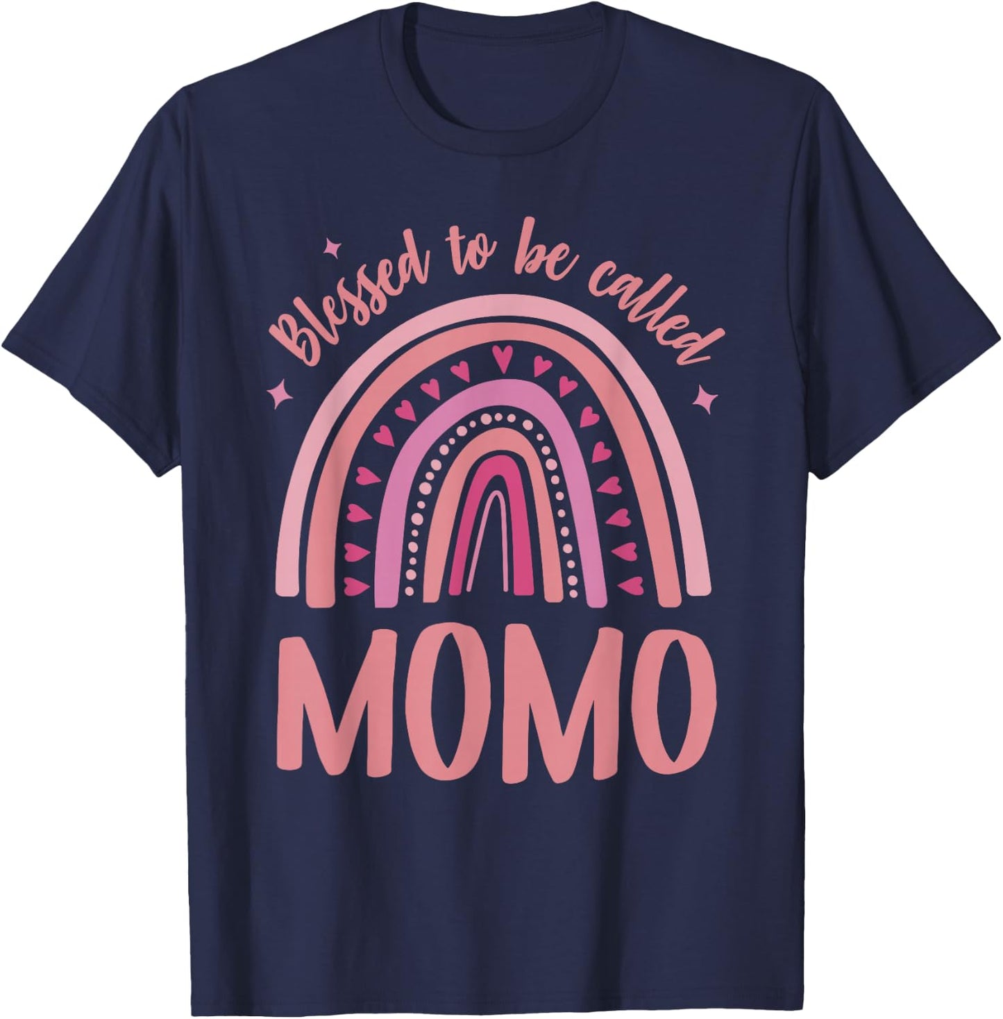 Momo for Grandma Women Mother's Day Blessed Momo T-Shirt - T-Shirt | Navy