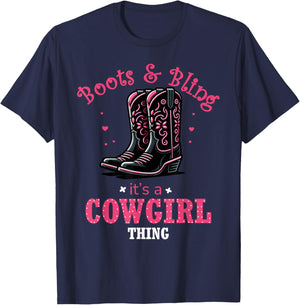Boots And Bling Its a Cowgirl Thing Western Country Life T-Shirt - T-Shirt | Navy