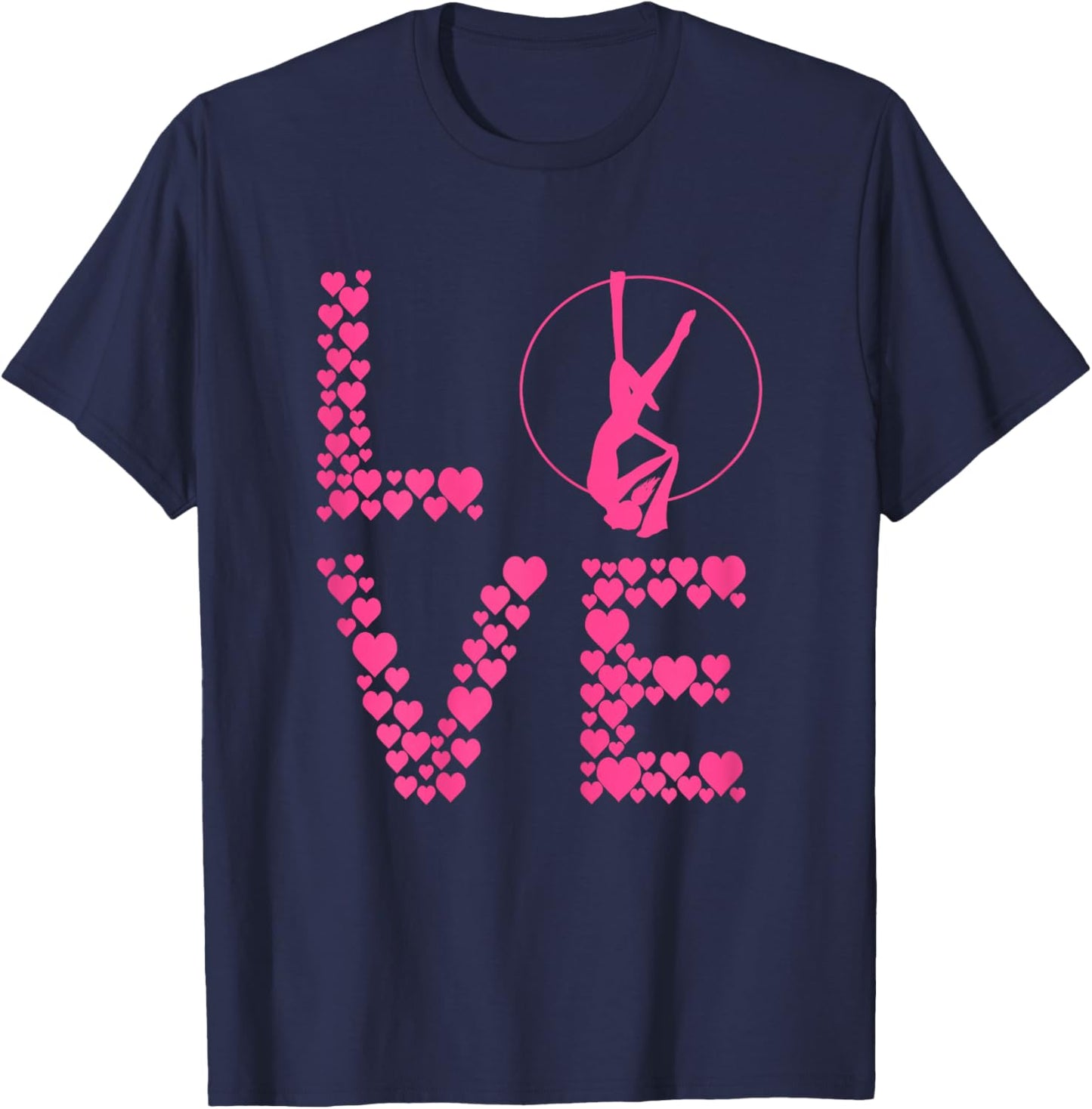 Aerial Love Heart Aerial Silk Hanging Aerialist Circus Lyra T-Shirt - T-Shirt | Navy