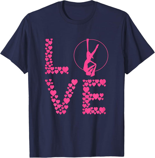 Aerial Love Heart Aerial Silk Hanging Aerialist Circus Lyra T-Shirt - T-Shirt | Navy