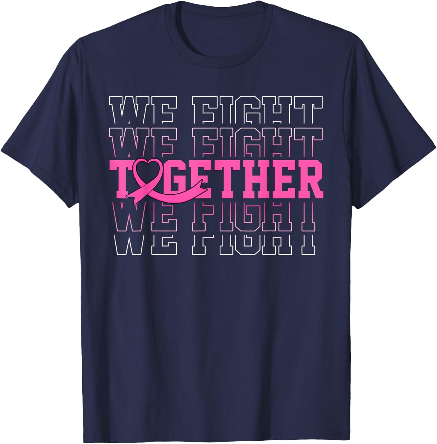 Vintage Retro Pink Ribbon Breast Cancer Awareness T-Shirt - T-Shirt | Navy