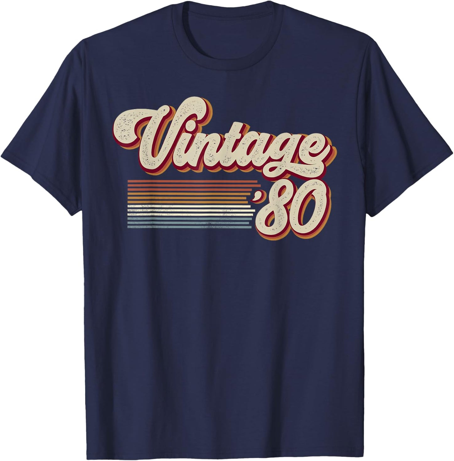 Vintage 1980 Retro Sunset Classic 46-Year-Old 46th Birthday T-Shirt - T-Shirt | Navy