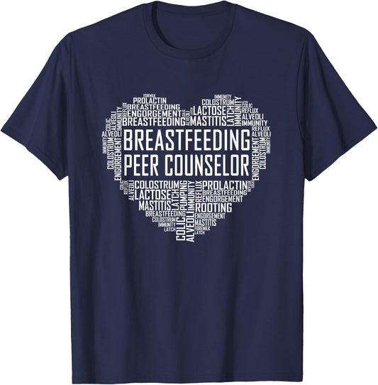 Breastfeeding Counselor Peer Counselor Heart Gift Proud T-Shirt - T-Shirt | Navy