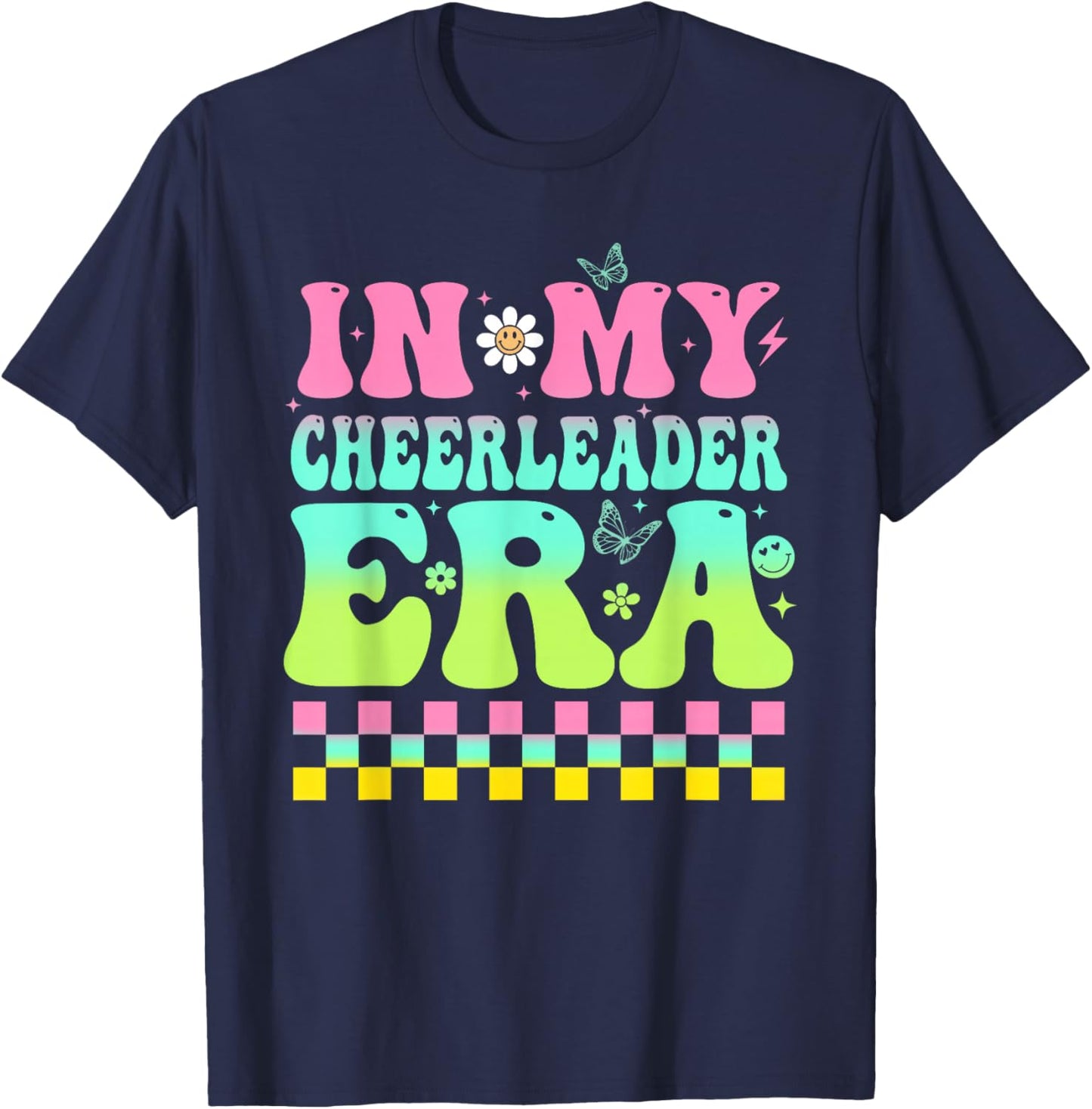 In My Cheerleader Era Women Trendy Cheerleading Football T-Shirt - T-Shirt | Navy