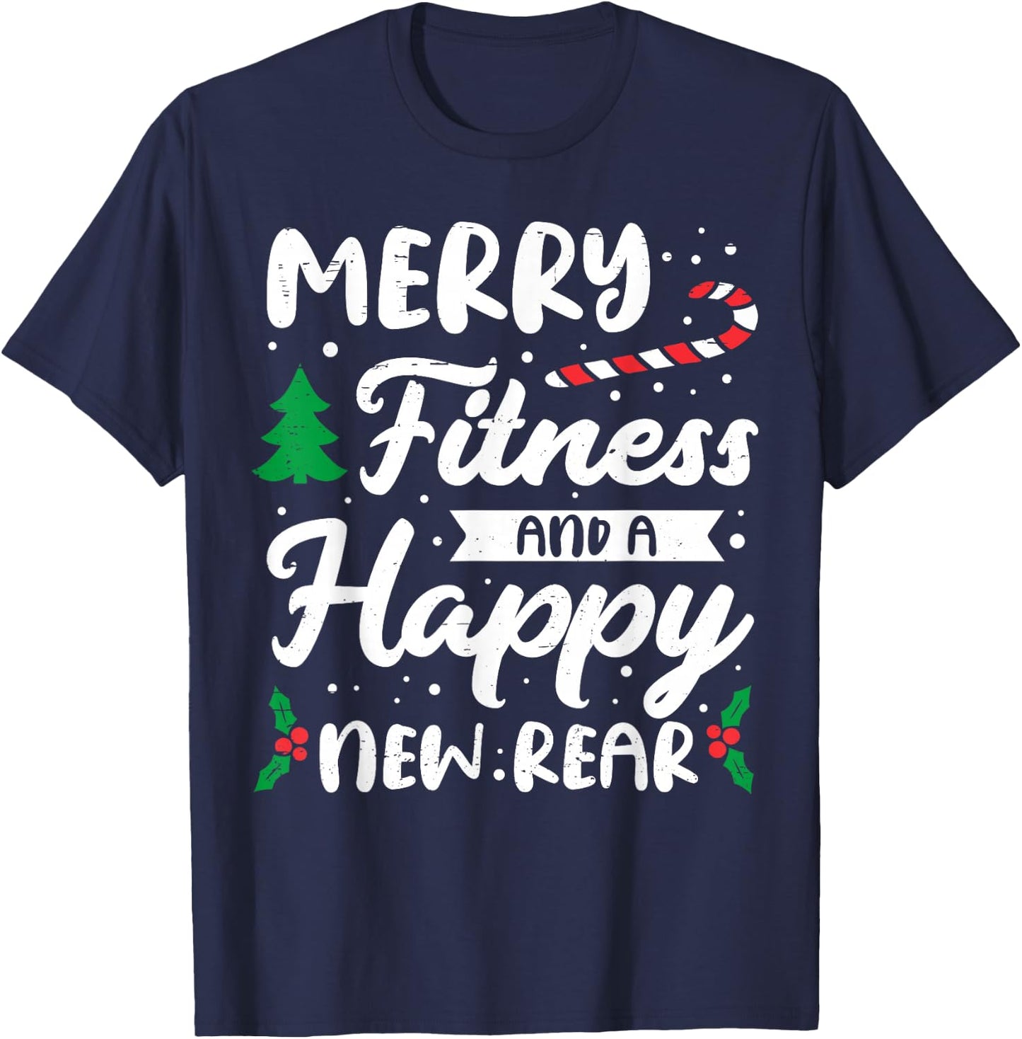 Christmas Merry Fitness Happy New Rear Xmas Workout Women T-Shirt - T-Shirt | Navy