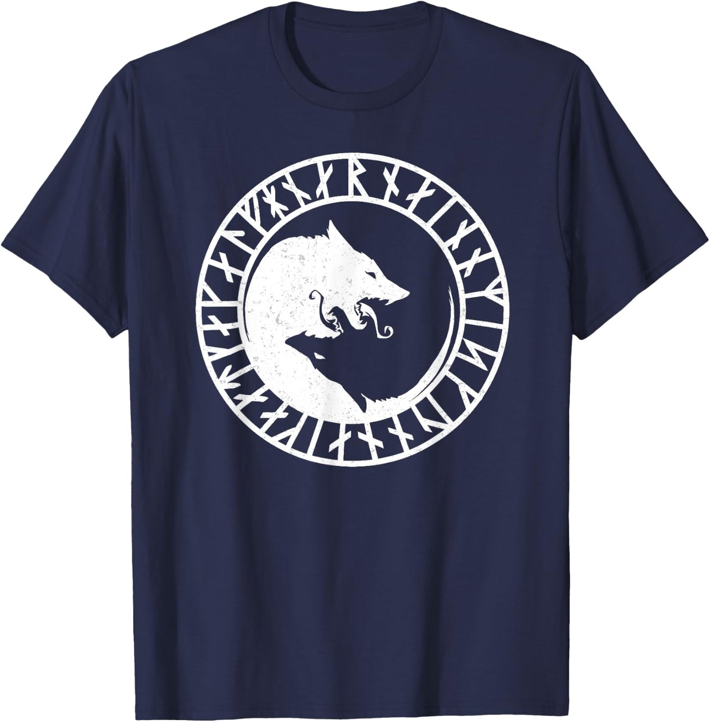 Fenrir Wolf of Odin Norse Nordic Mythology - Vikings Tatoos T-Shirt - T-Shirt | Navy