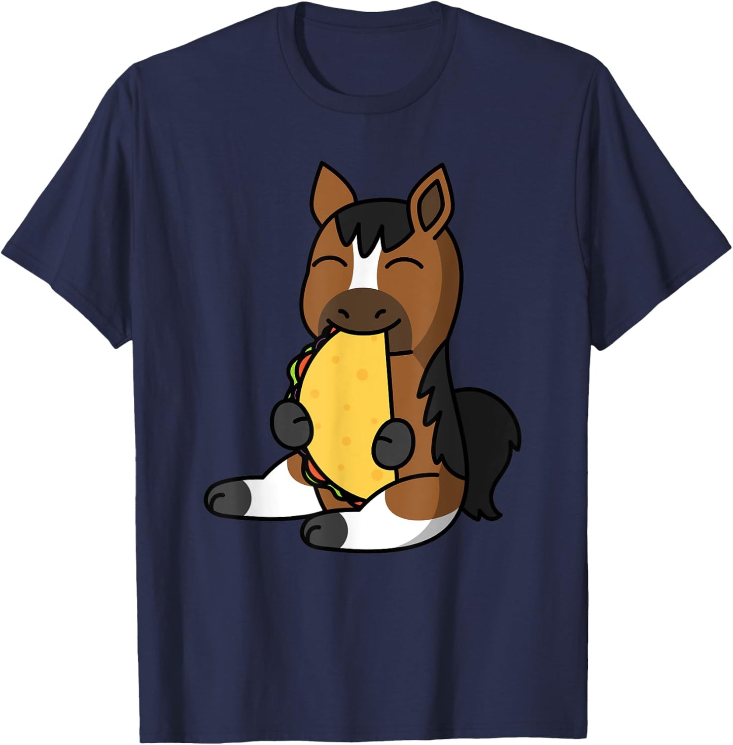 Horse Eating A Taco Pet T-Shirt - T-Shirt | Navy