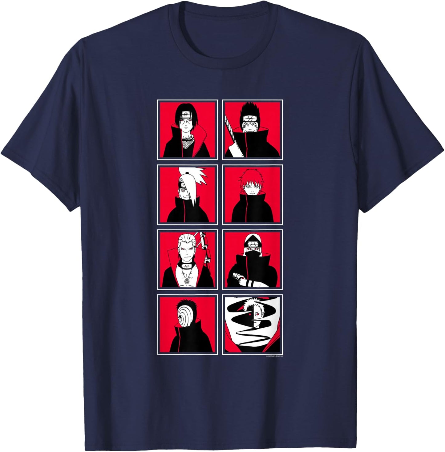 Naruto Shippuden Akatsuki Character Frames Pop Art Anime T-Shirt - T-Shirt | Navy